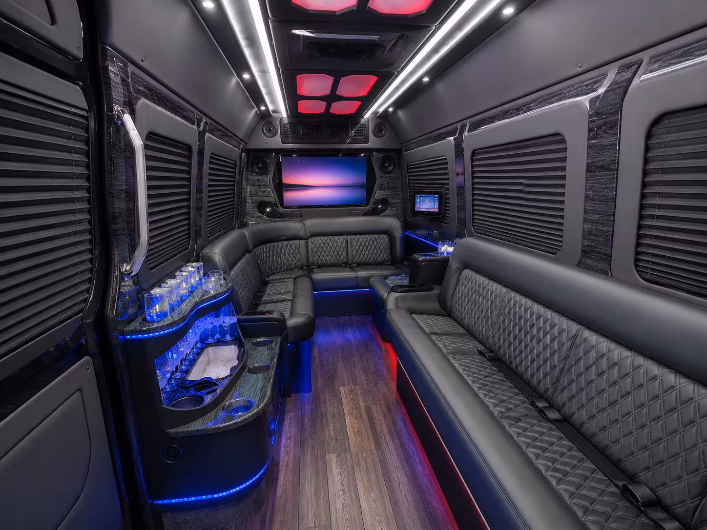 portsmouth 50 passenger party bus inside